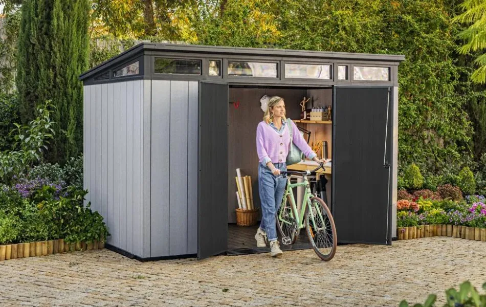 Online Artisan 11x7 Storage Shed - Grey Large Sheds
