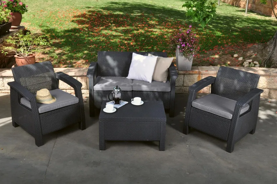 Best Corfu 4-Piece Patio Seating Set - Graphite Patio Furniture Sets