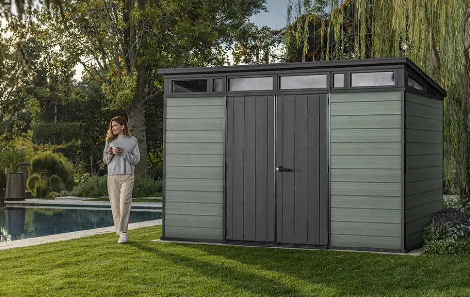 Online Cortina 11x7 Storage Shed - Green Large Sheds