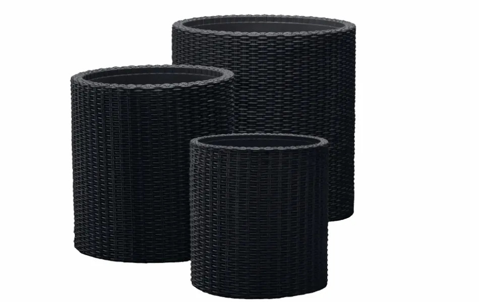 Hot Cylinder Planter Set of 3 - Black Planters