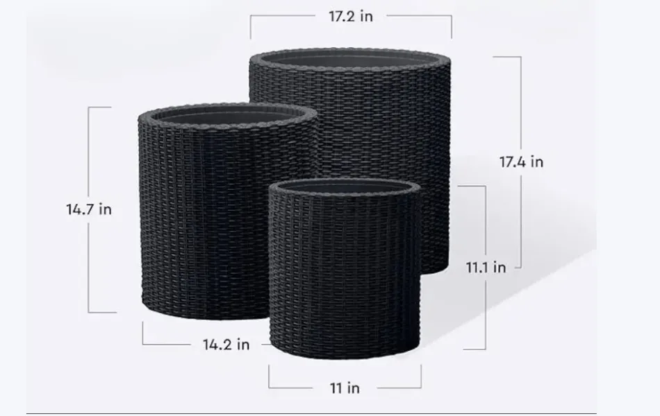 Hot Cylinder Planter Set of 3 - Black Planters