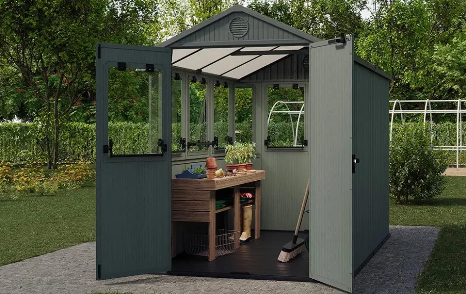 Hot Darwin 6x8 Potting Shed - Green Medium Sheds