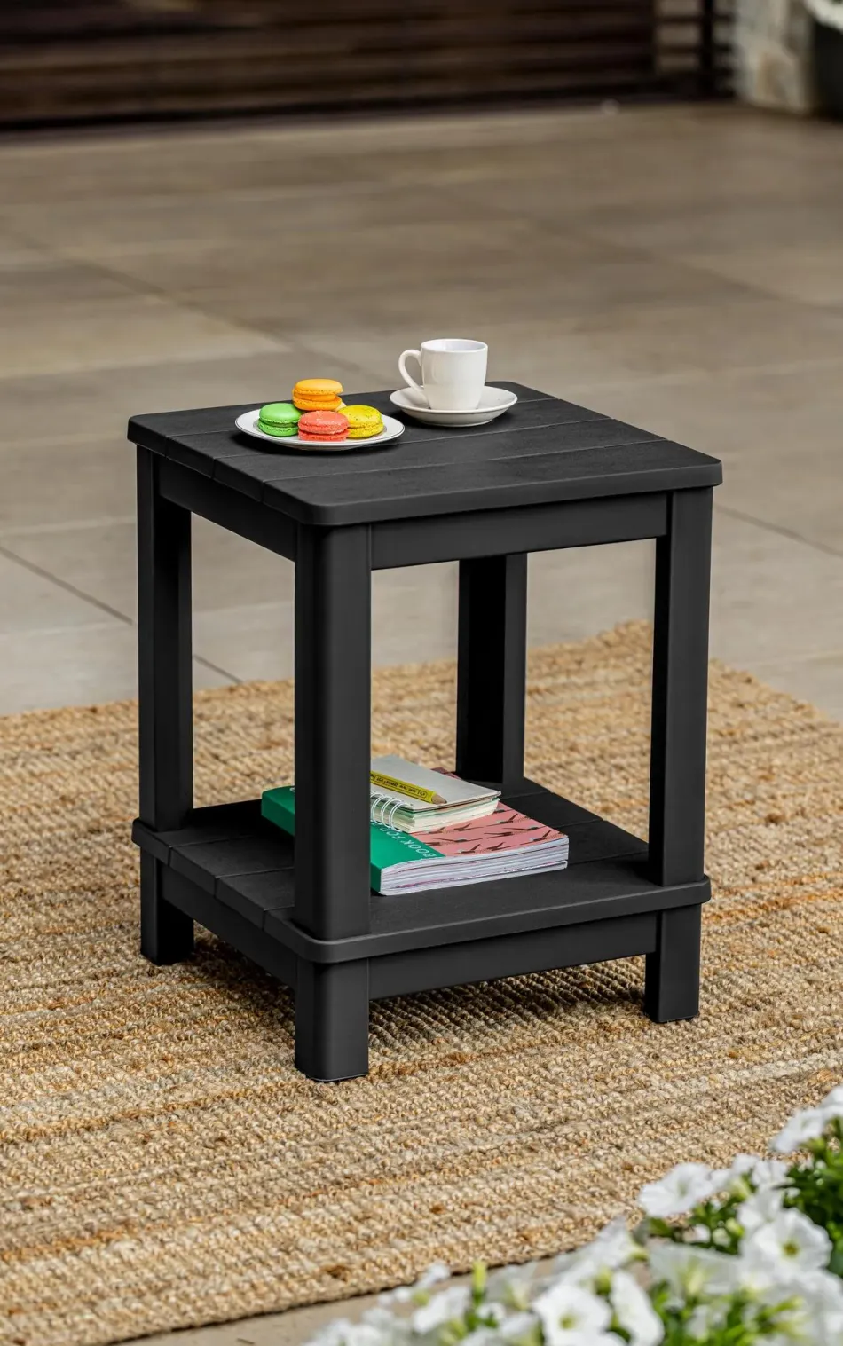 Outlet Deluxe Adirondack Side Table - Black Outdoor Side Tables