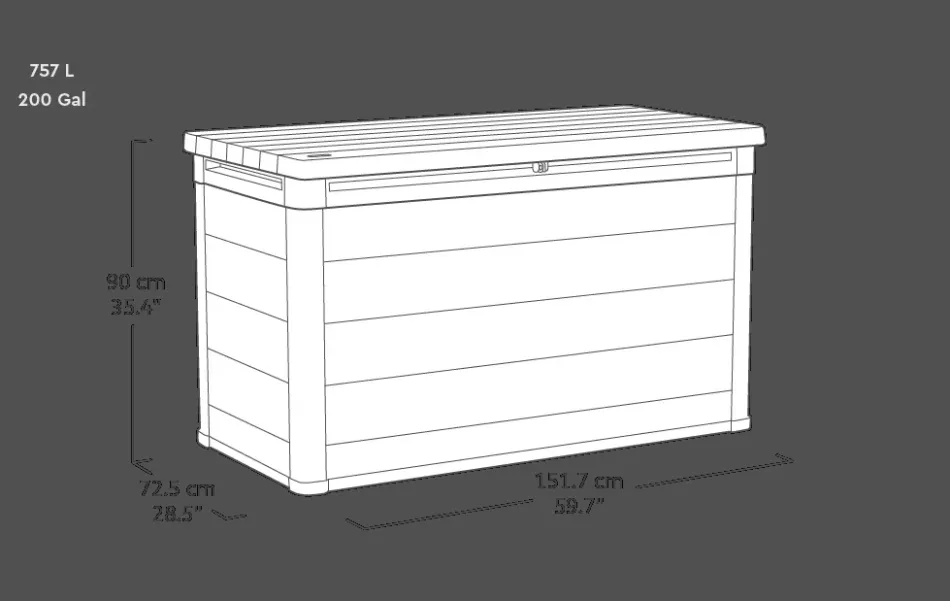 Online Denali 200 Gallon Deck Box - Grey Large Deck Boxes