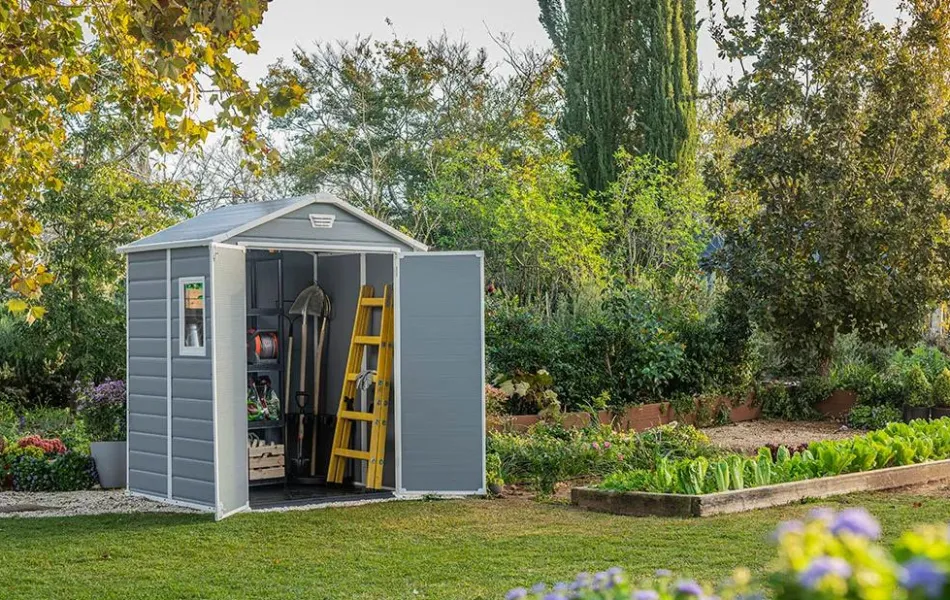 New Manor 6x8 Storage Shed - Grey Medium Sheds