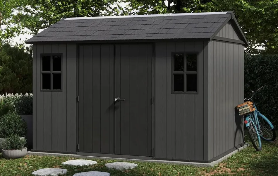 Clearance Newton Plus 7.5x11 Storage Shed - Graphite Large Sheds