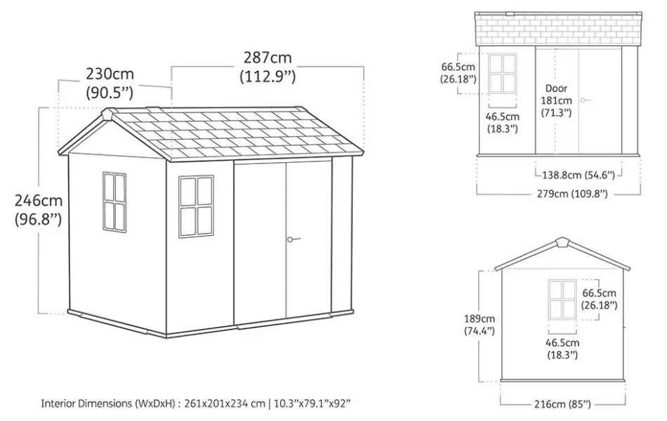 Newton Plus 7.5x9 Storage Shed - Graphite Medium Sheds