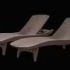 Discount Pacific Chaise Sun Lounger Set of 2 - Brown Sun Loungers