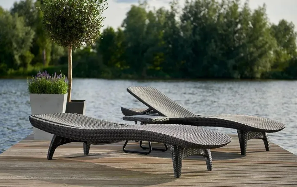 Clearance Pacific Chaise Sun Lounger Set of 2 - Graphite Sun Loungers