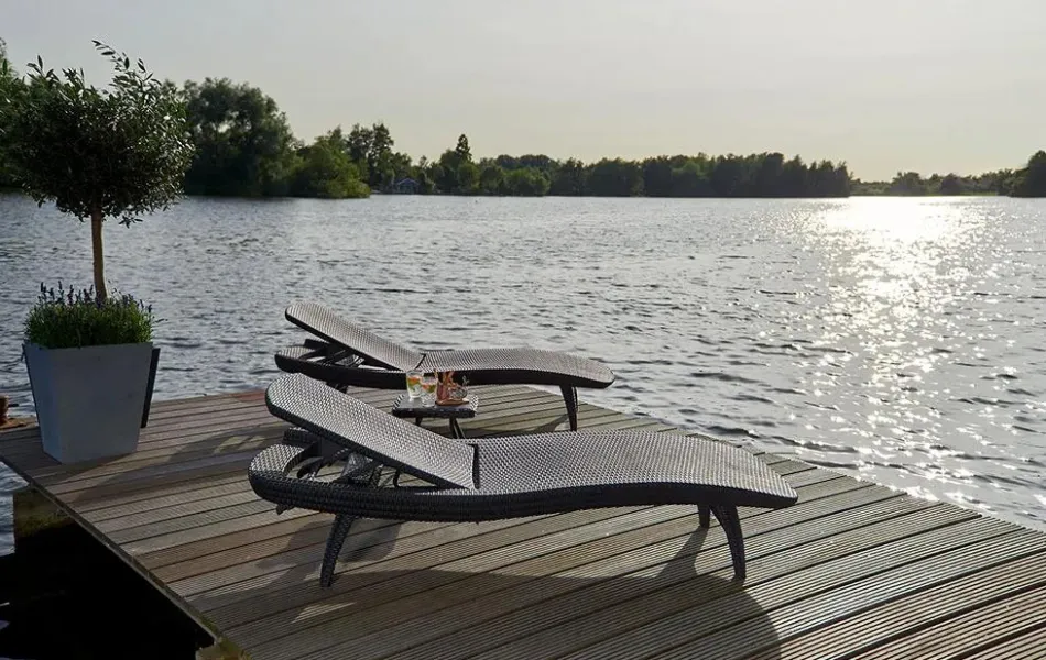 Clearance Pacific Chaise Sun Lounger Set of 2 - Graphite Sun Loungers