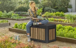 Best Signature 50 Gallon Deck Box - Oak Brown Small Deck Boxes