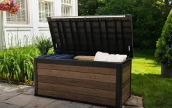 Best Signature 150 Gallon Deck Box - Walnut Brown Large Deck Boxes