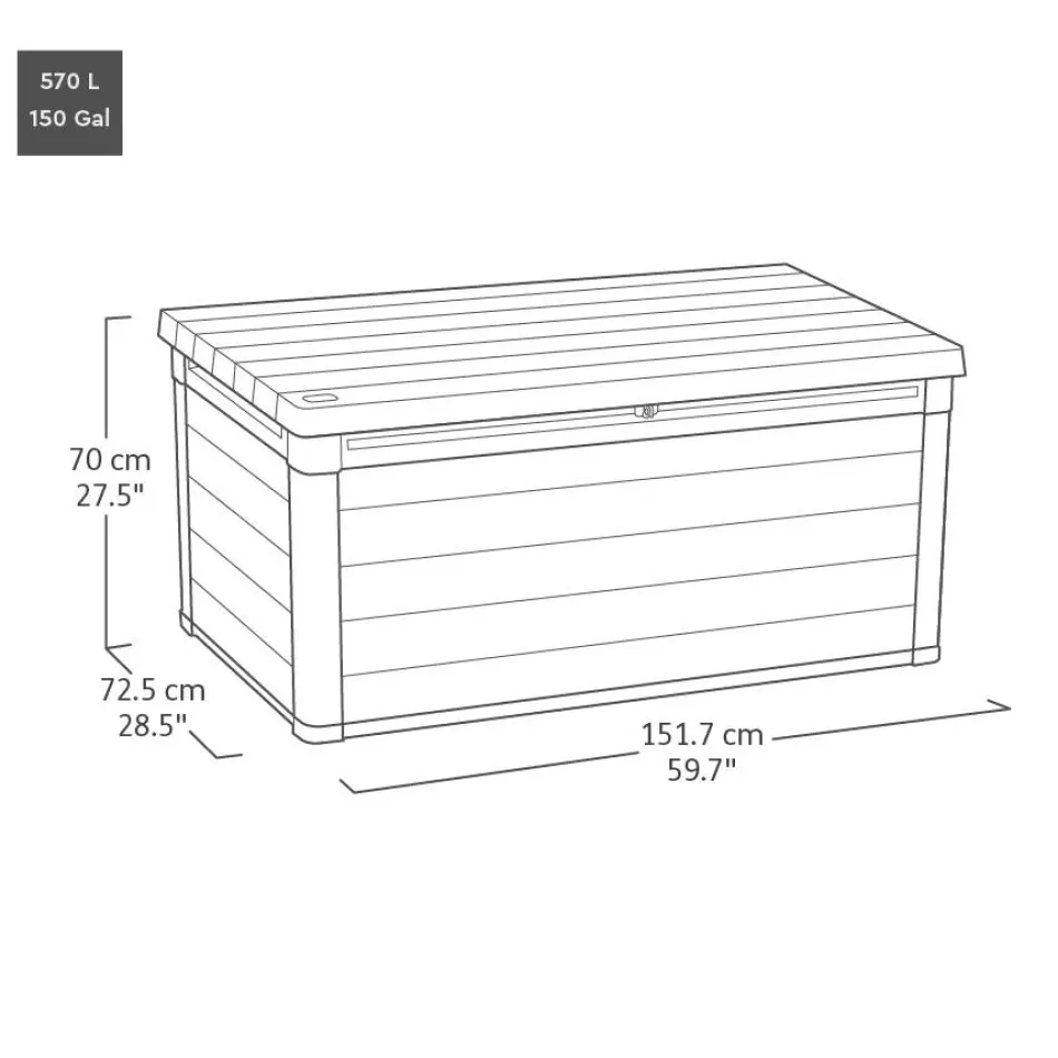 Best Signature 150 Gallon Deck Box - Walnut Brown Large Deck Boxes