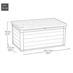 Online Signature 150 Gallon Deck Box - Ashwood Brown Large Deck Boxes