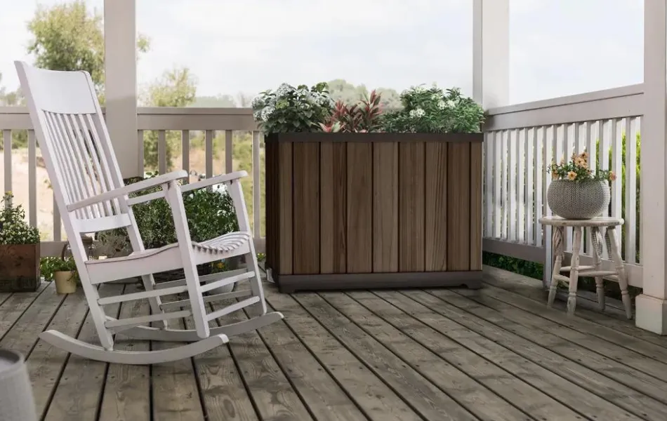 Signature Rectangular Tall Planter - Rosewood Brown Planters