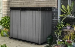 Store-It-Out Darwin Storage Shed - Graphite Trash Can Storage Sheds|Horizontal Sheds