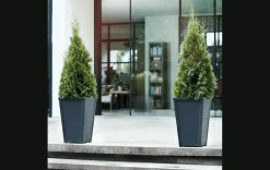 Discount Tapered Wood Look Planter Set of 2 - Graphite Planters