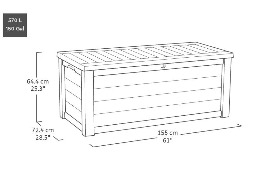 Hot Westwood 150 Gallon Deck Box - Graphite Large Deck Boxes